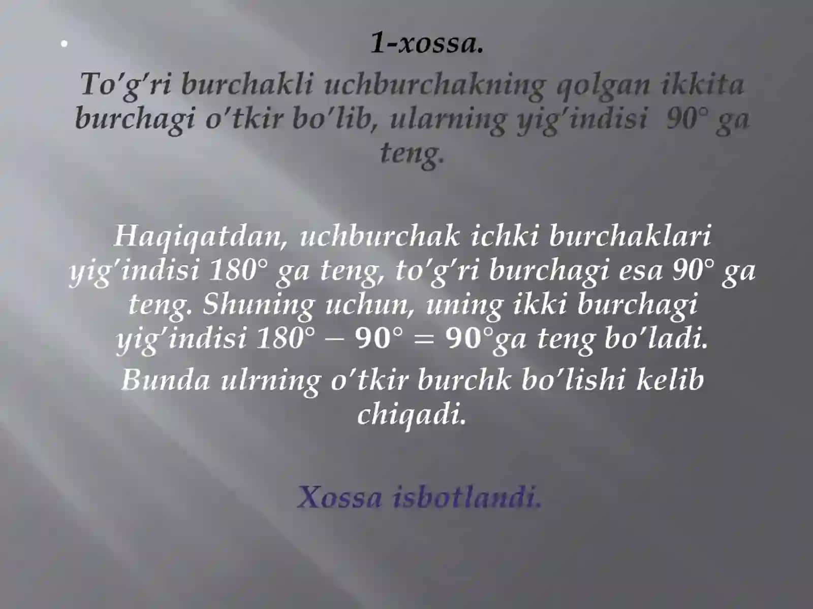 To’g’ri  burchakli  uchburchakning  xossalari 3