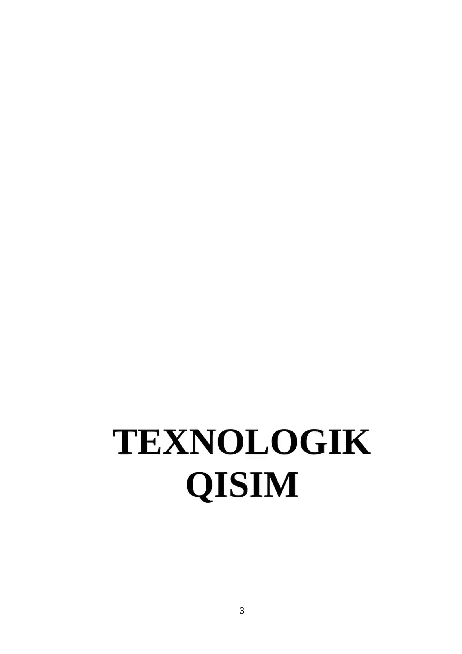 “Filtirbop’’ to‘qimasini ishlab chiqarish uchun zamonaviy texnologik jarayonlar loyihasi ishlab chiqish 3