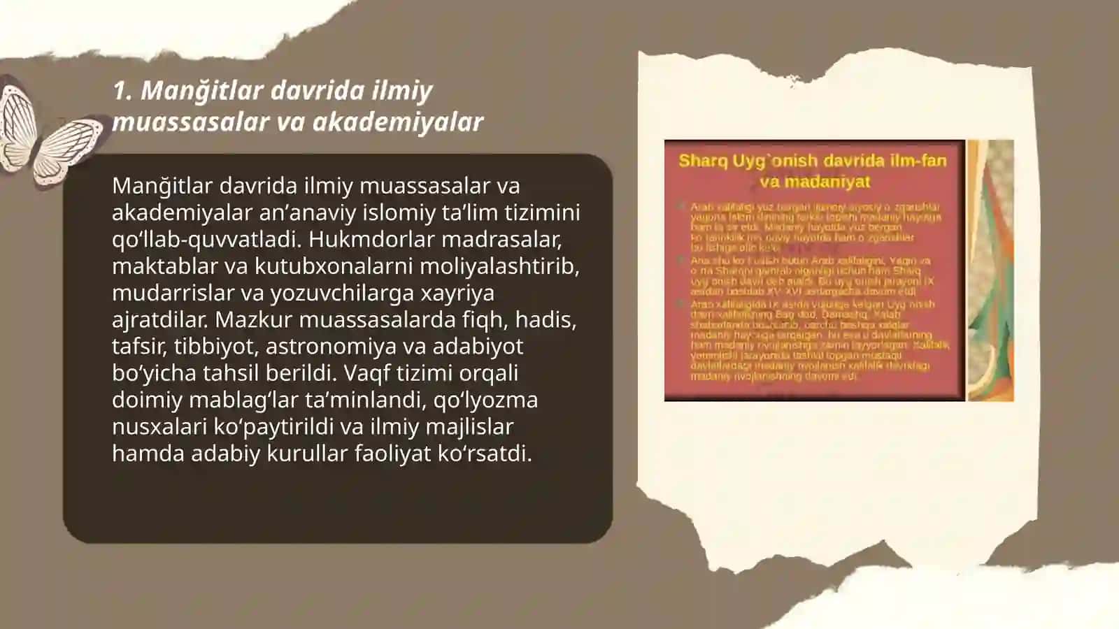 Manğitlar davrida ilmiy muassasalar va akademiyalar 3