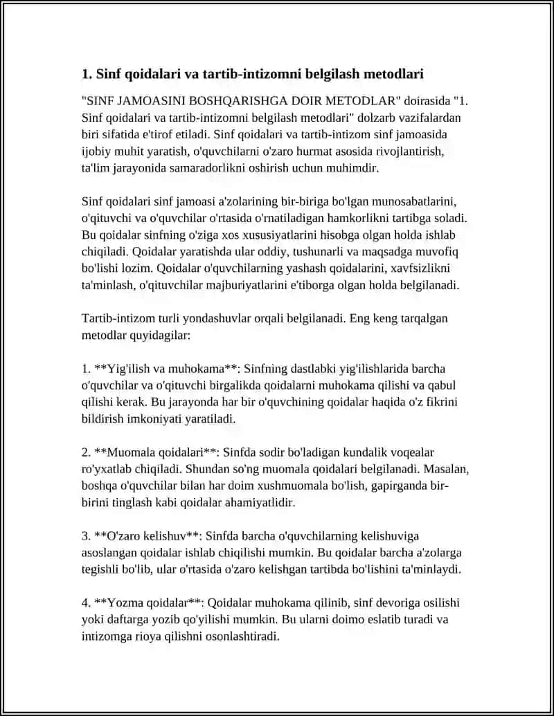 SINF JAMOASINI BOSHQARISHGA DOIR METODLAR 3