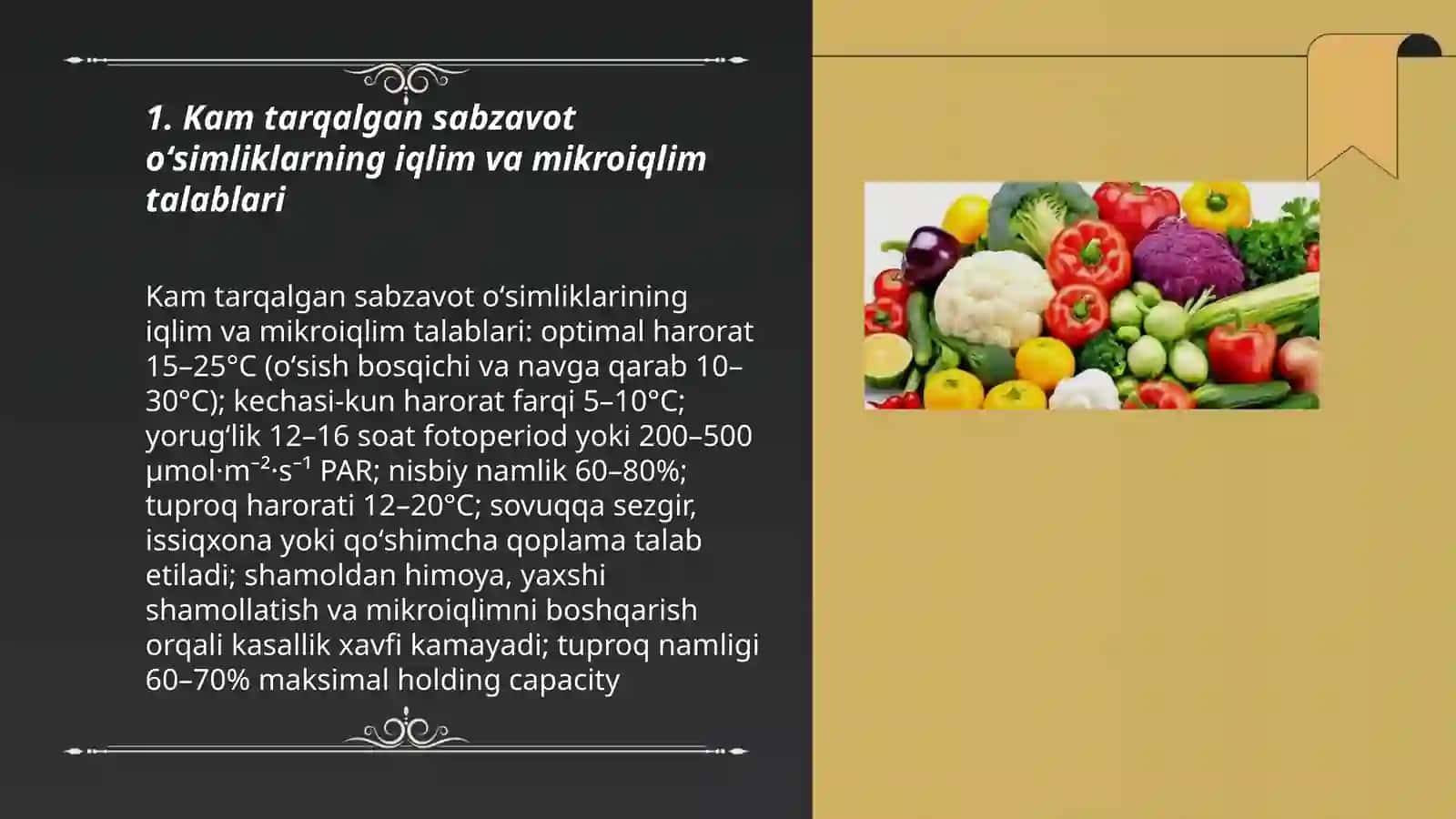 Kam tarqalgan sabzavot õsimliklarni yetishtirish texnalogiyasining õziga xos xususiyatlari 3