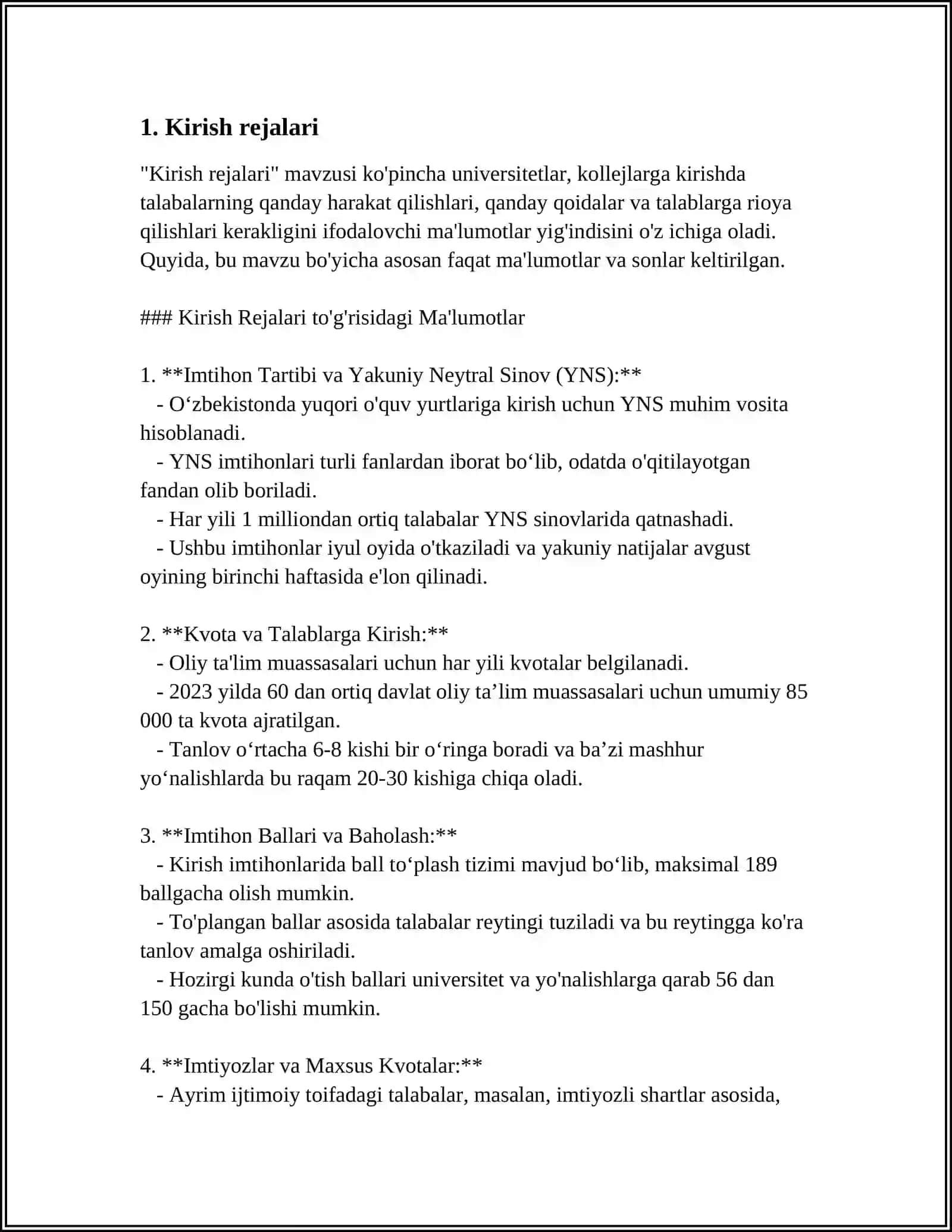 MUSTAQIL ISH Mavzu: REJA. REJANING TURLARI 3