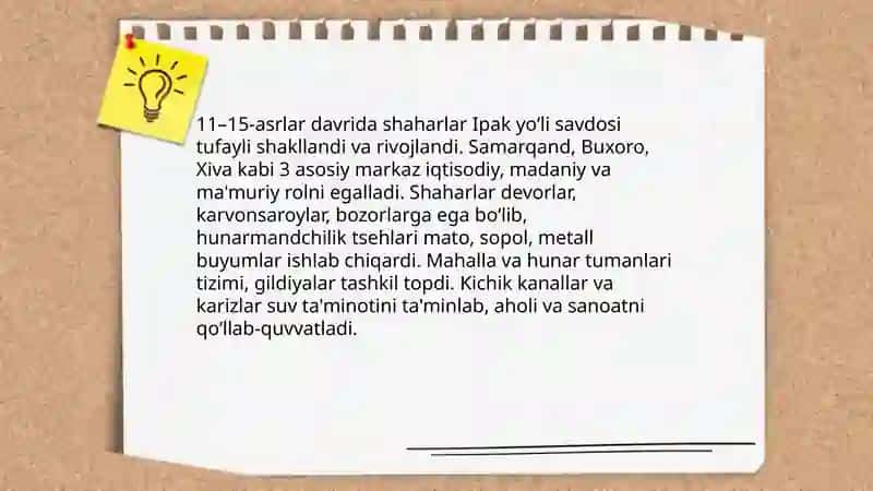 11-15 asrlarda shaharlar va hunarmantchilik tsehlari 3