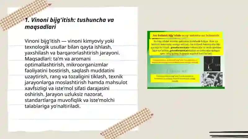 Vinoni bijg'itish. Bijg'ish turlari klassifikatsiyasi. 3
