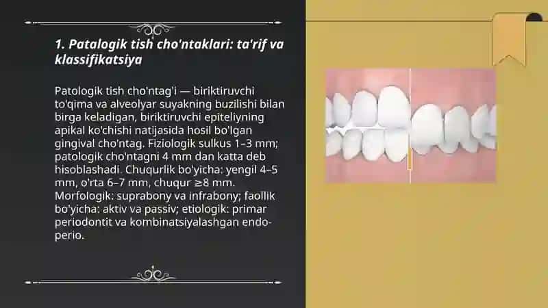Patalogik tish cho'ntaklarining chuqurligini aniqlash 3