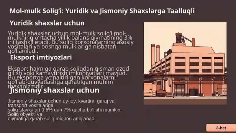 Oʻzbekistonda Daromad, Mol-mulk va Yer Soliqlari: Asosiy Qonunlar va Amaliyot 3