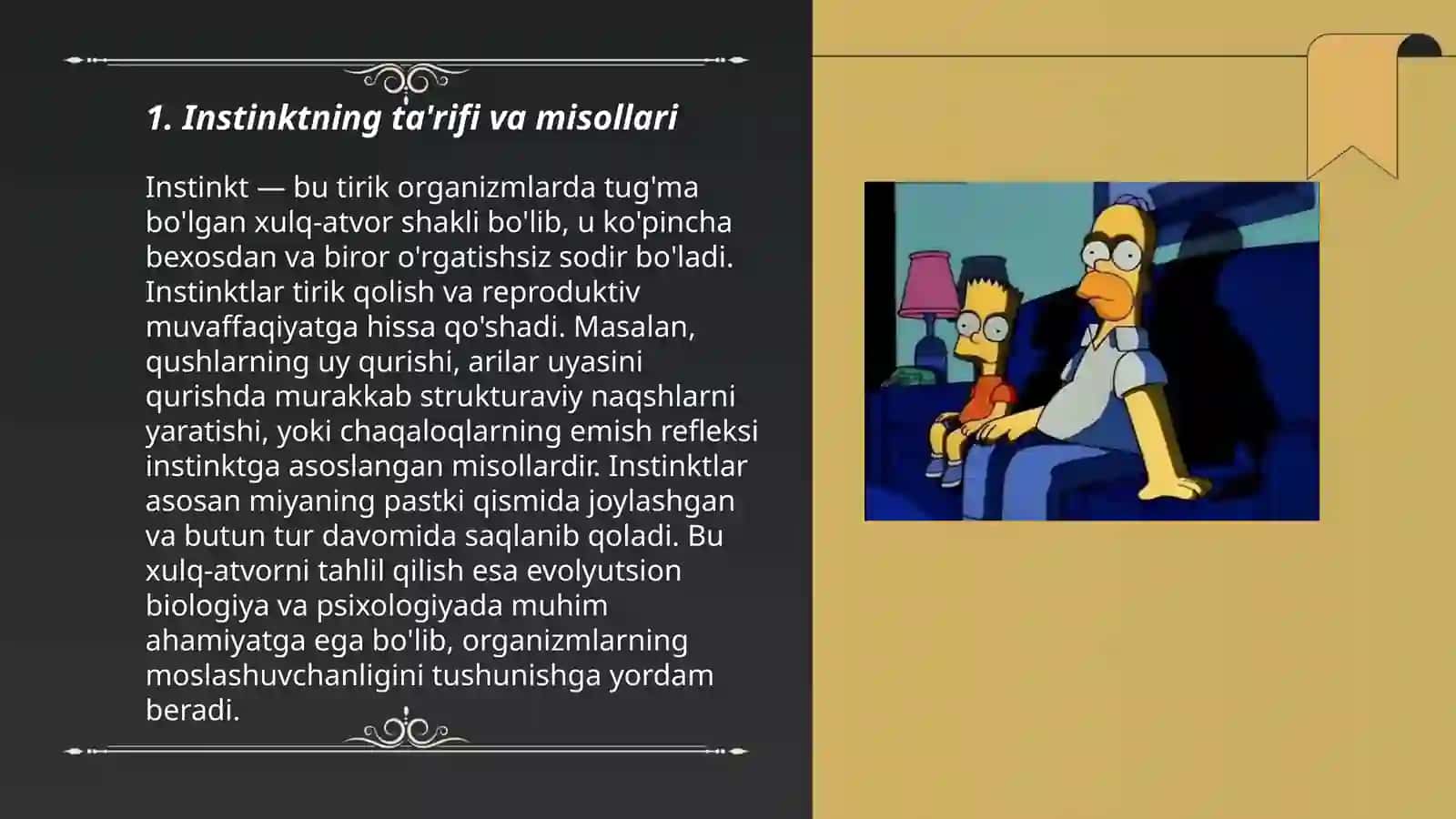 Hayvonlarning instinktlari, koʻnikmalari va intellektual harakatlari haqida so‘zlab bering 3