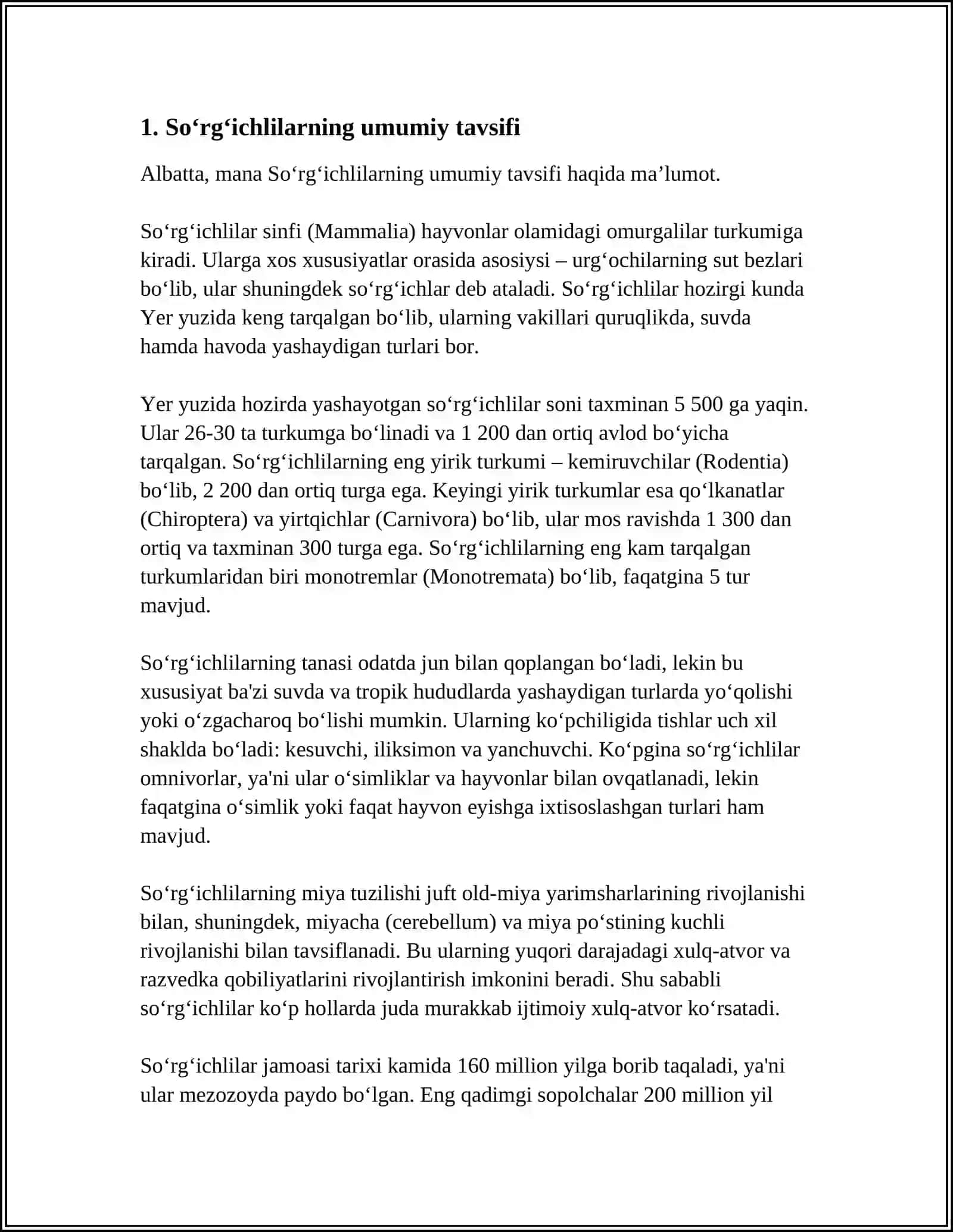 TIBBIY BIOLOGIYADAN: SO‘RG‘ICHLILAR 3