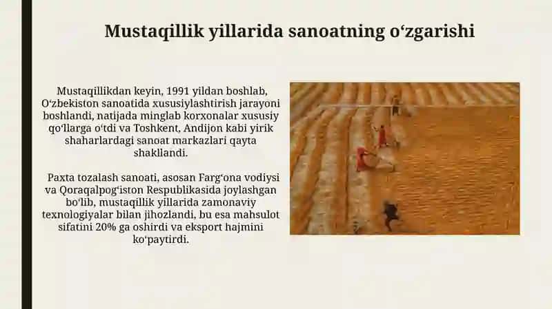 Mustaqillik Davrida Qishloq Xўjaligi va Sanoatning Integratsiyasi 3