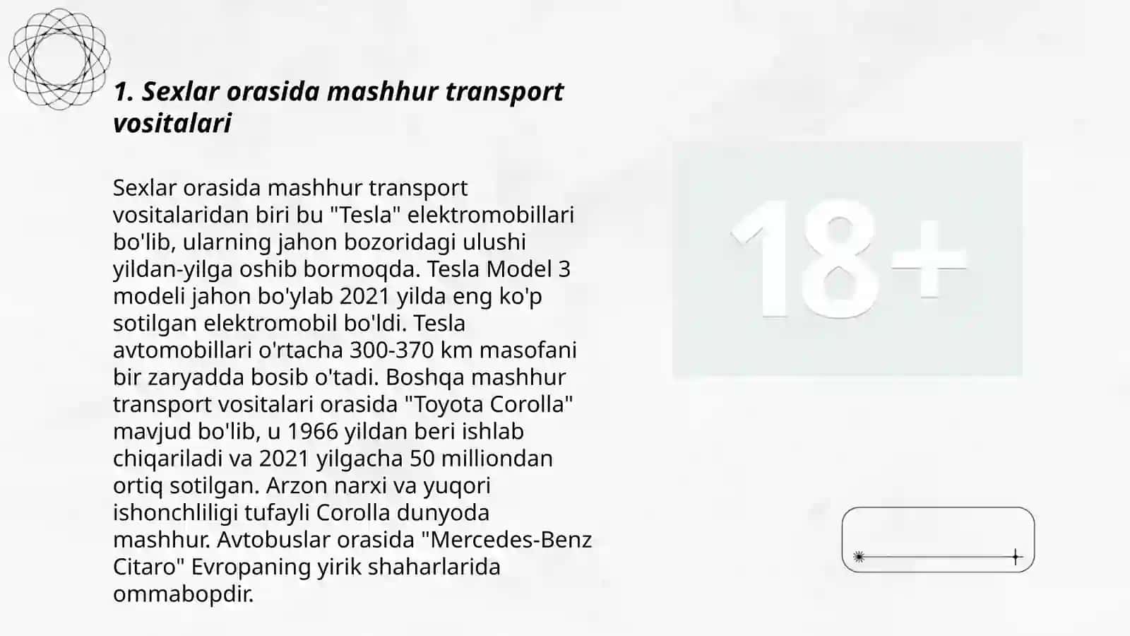 Sexlar orasidagi transport vositalarini tanlash 3