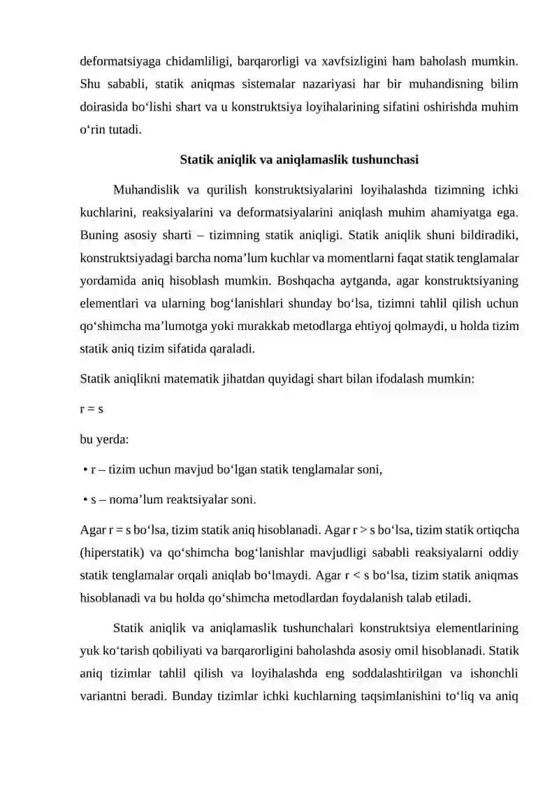 Statik aniqmas sistemalarni aniqlash nazariyasi 3