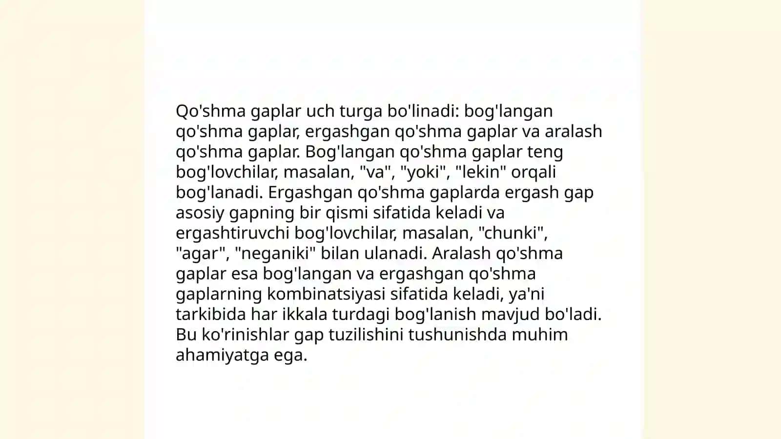Qo'shma gaplar.Qo'shma gaplarning formal- funksional talqini. Murakkab qo'shma gaplar 3