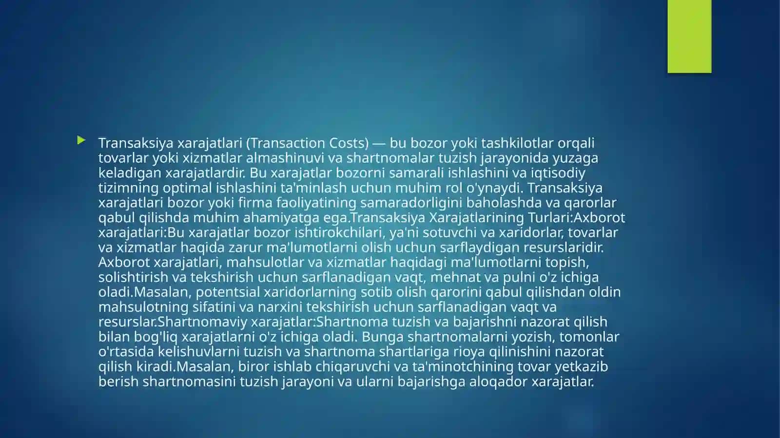 Transaksiya va Transformatsiya Xarajatlari 3