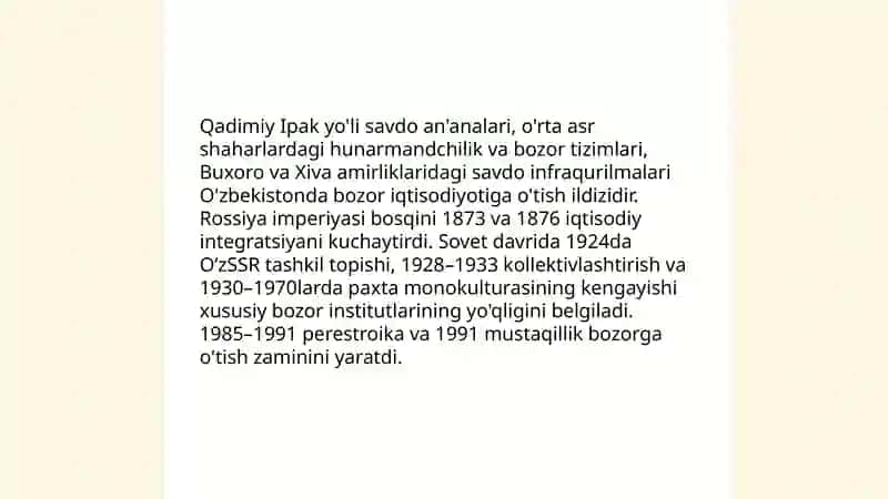 Bozor iqtisodiyotiga o'tish davri va uning O'zbekistondagi xususiyatlari 3