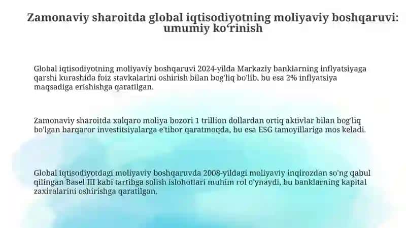 Global iqtisodiyotning zamonaviy sharoitda moliyaviy boshqaruvi 3