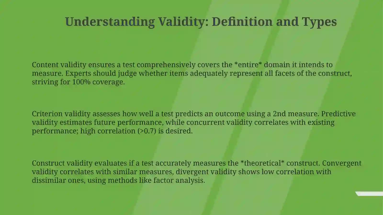 Testing: validity 3