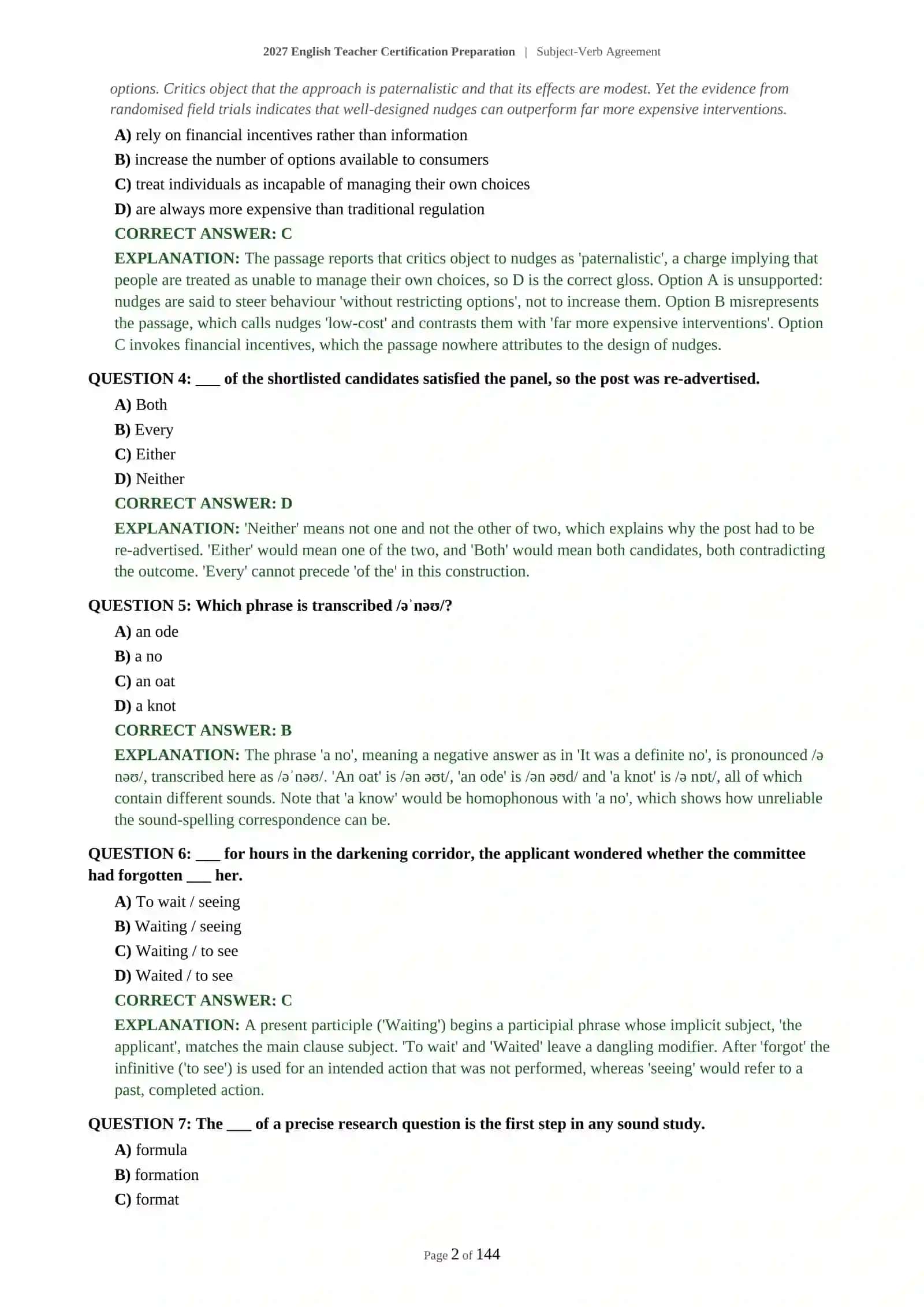 Subject-Verb Agreement Certification Prep 2027 3