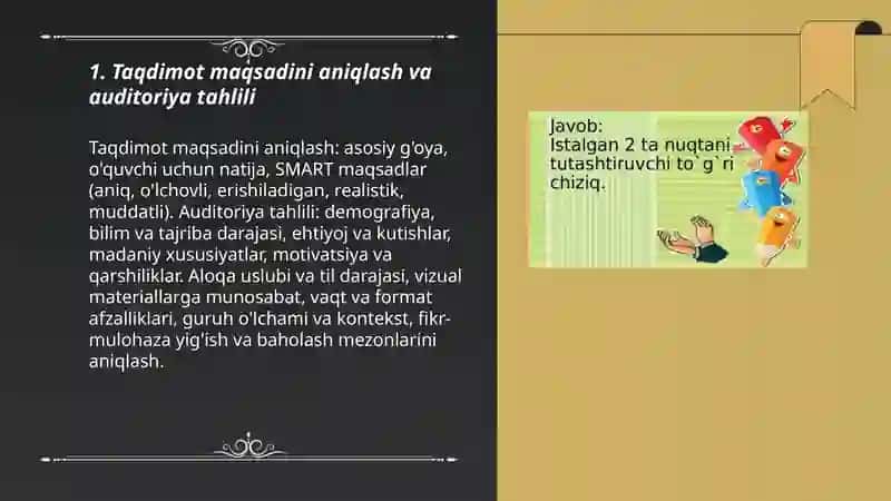 Taqdimot tayyorlash va taqdim etish usul va vositalari 3