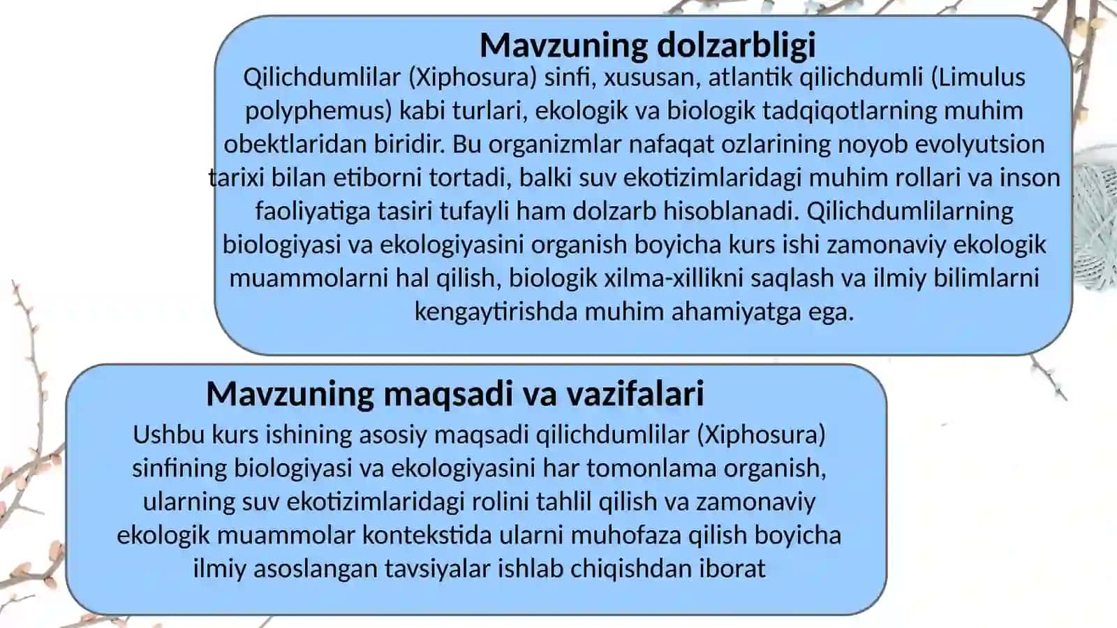 Qilich dumlilar (Xiphosura) sinfi biologiyasi va ekologiyasi 3