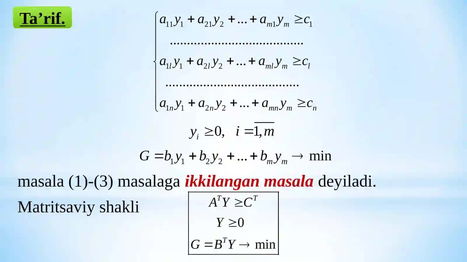 CHIZIQLI PROGRAMMALASHTIRISHDA IKKILАNISH NАZАRIYASI 3