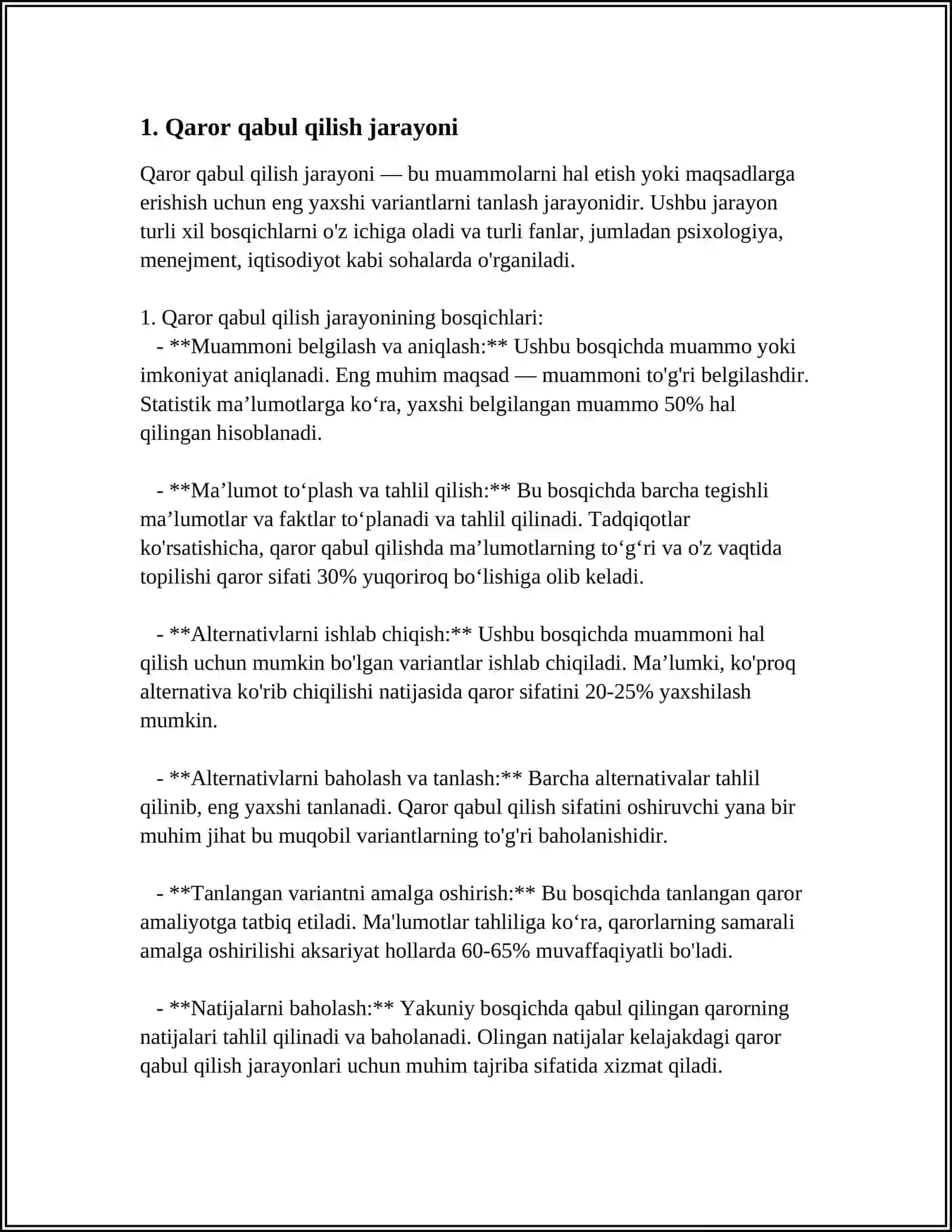 QAROR QABUL QILISHDA TURLICHA YONDASHUVLAR 3