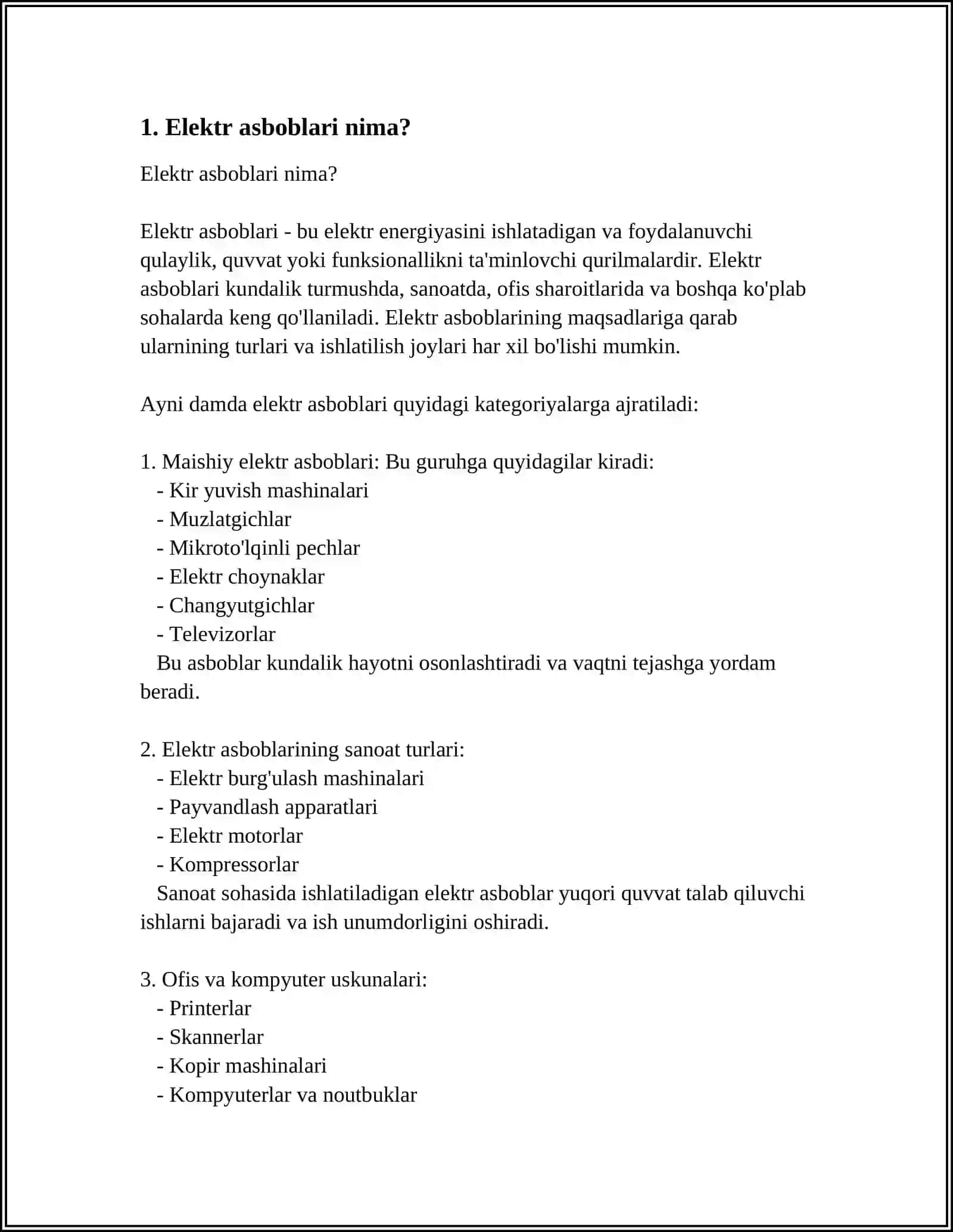 ELEKTR ASBOBLARI DAZMOL,MUZLATGICH, ELEKTR FENLARNING ISHLASH PRINSIPI 3