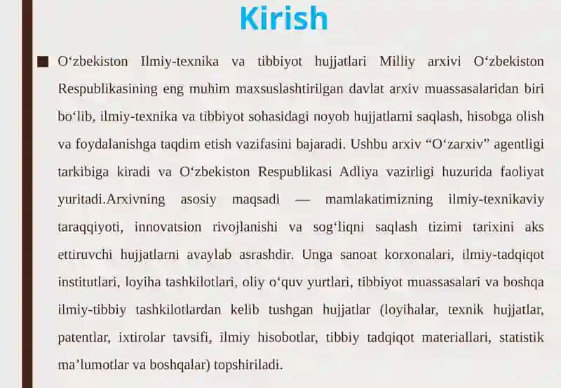 O‘zbekiston Ilmiy-texnika va tibbiyot hujjatlari Milliy arxivi 3