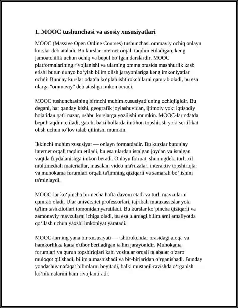 OMMAVIY OCHIQ ONLAYN KURSLAR (MOOC)NING IMKONIYATLARI BILAN TANISHISH 3