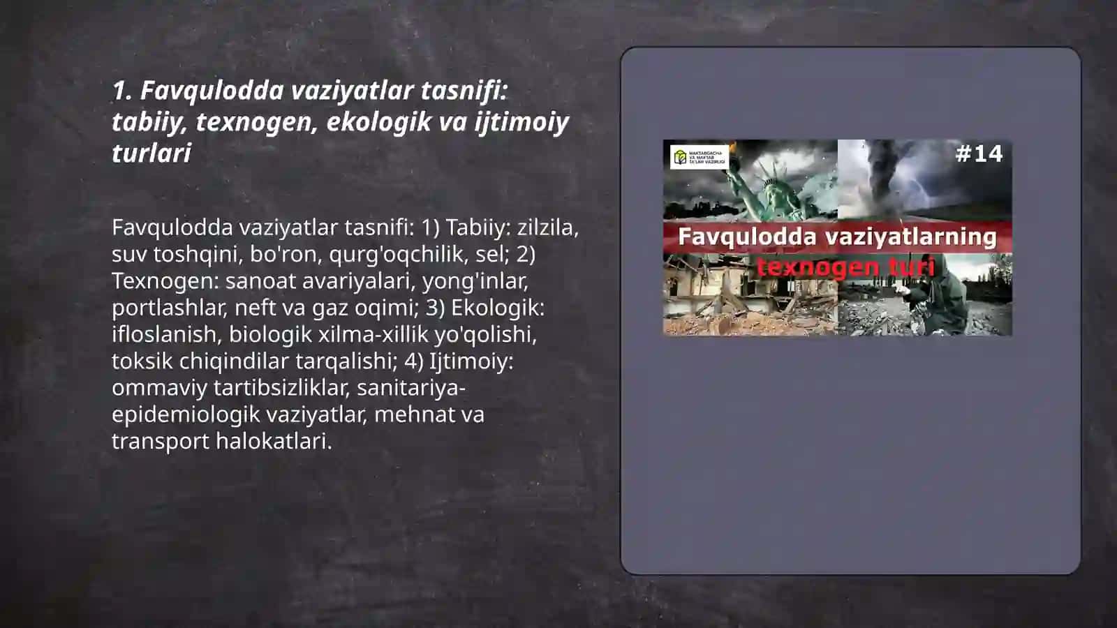 Tabiiy texnogen ekologik va ijtimoiy tusdagi favqulodda vaziyatlar 3