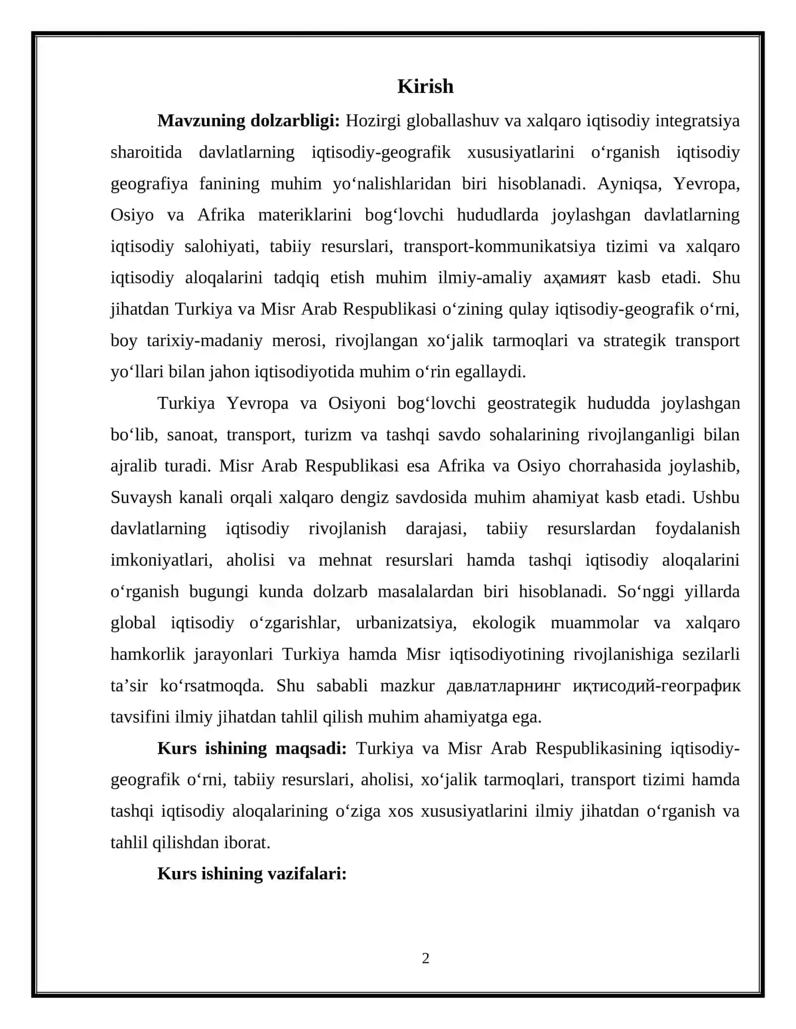 Turkiya va Misr Arab Respublikasiga iqtisodiy geografik tavsif 3
