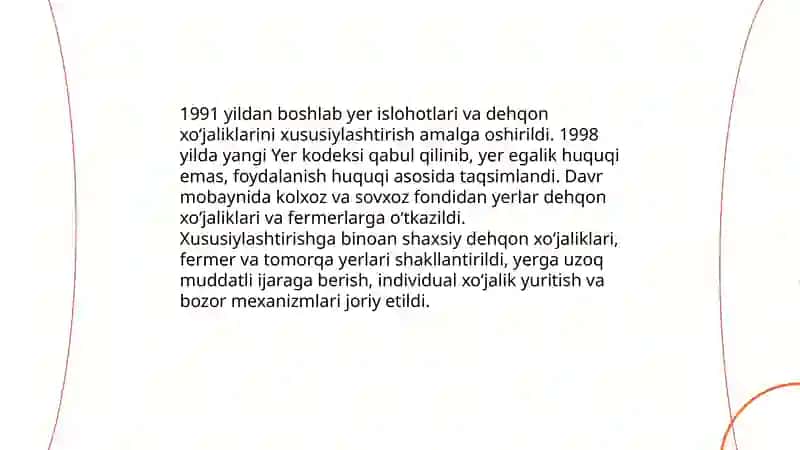 Yer islohotlari va dehqon xo‘jaliklarining xususiylashtirilishi 3