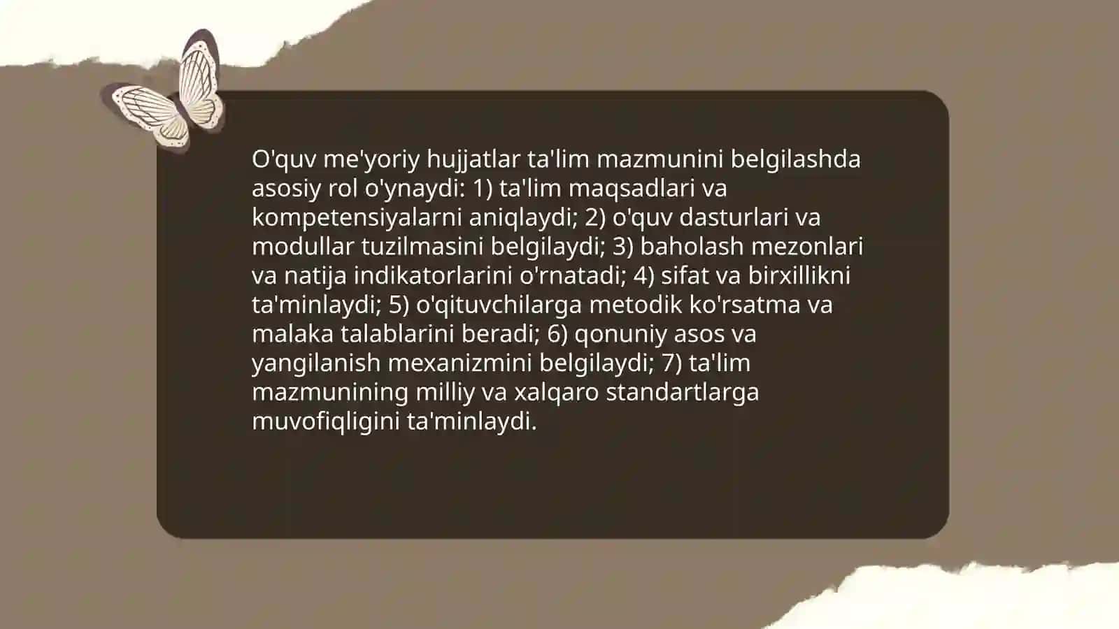 Ta'lim mazmuni va o'qitish mazmunini tuzishda o'quv me'yoriy hujjatlarning ahamiyati 3