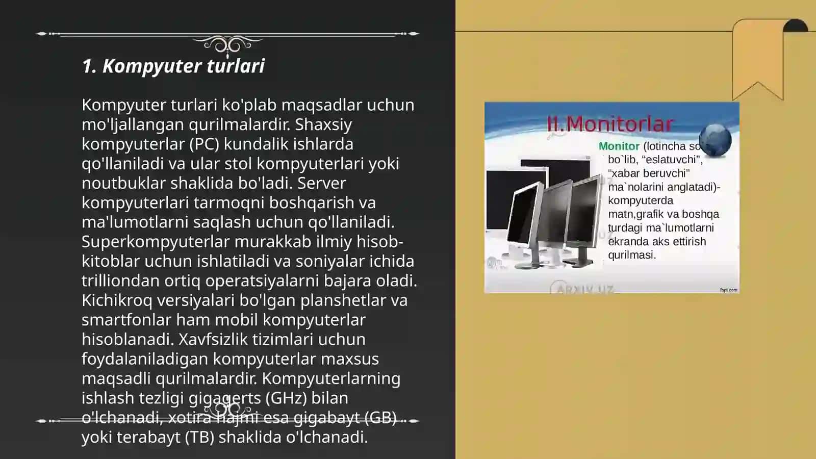 Kompyuter turlari va uning vazifalari 3