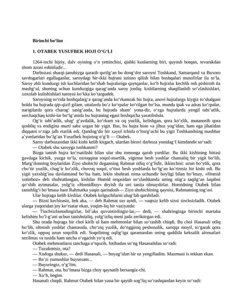 O`tkan kunlar. A.Qodiriy 3
