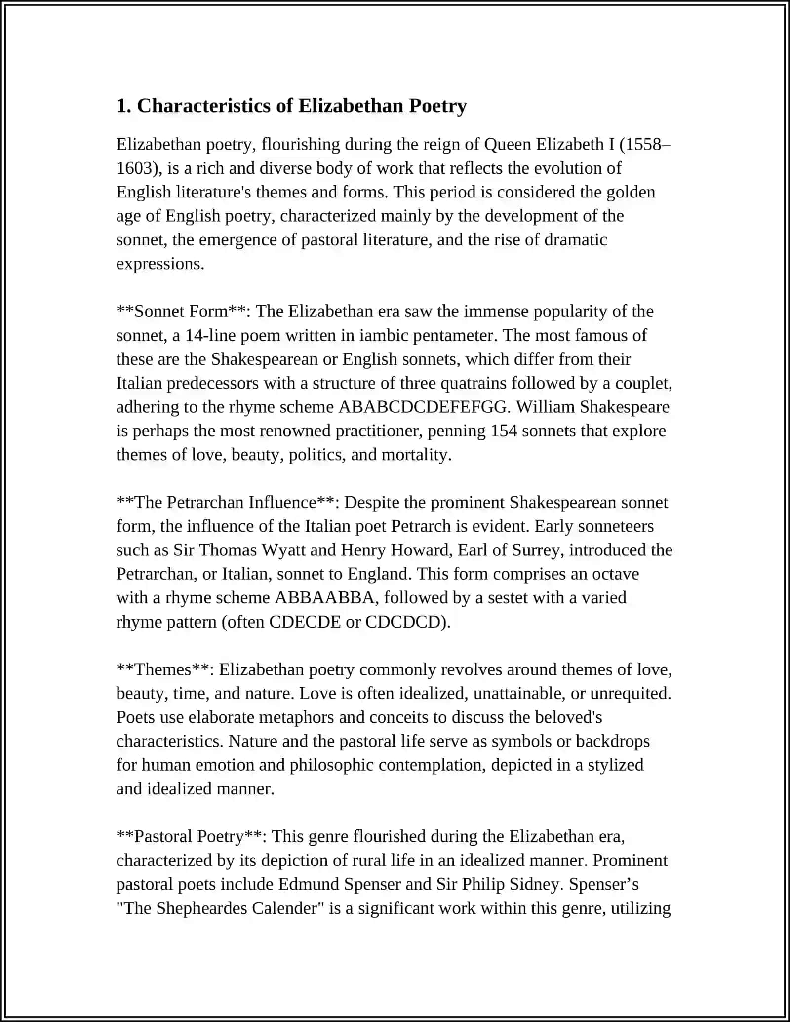 Characteristics of Elizabethan Poetry 3