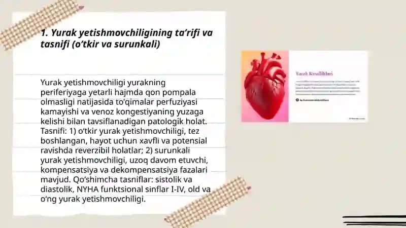 Yurak kasaliklari.Ótkir va surunkali yurak yetishmovchiligi kasalliklari 3
