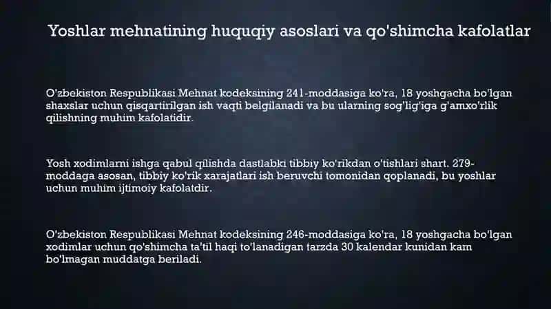Yoshlar mehnatining huquqiy asoslari va kafolatlari 3