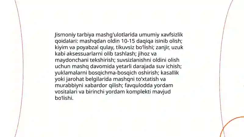 Jismoniy tarbiya tizimida havfsizlik qoydalari va soğliqni muhofaza qilish 3