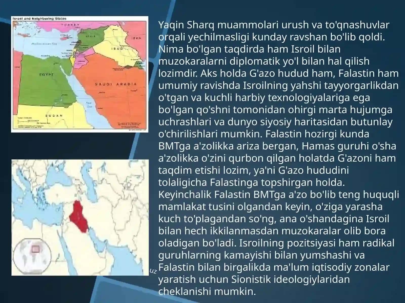 Yaqin sharq mojarosi va uni hal etish yo'llari 3