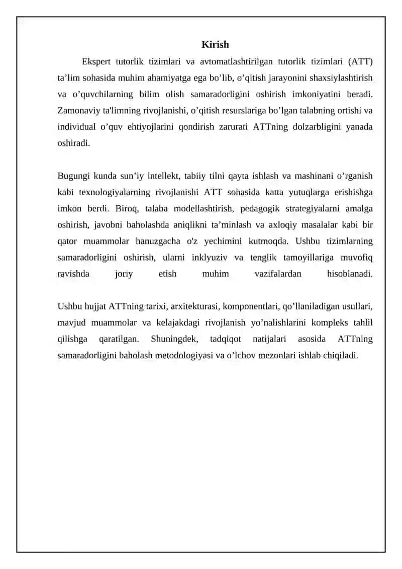 Ekspert tutorlik tizimlari va avtomatlashtirilgan tutorlik tizimlari 3