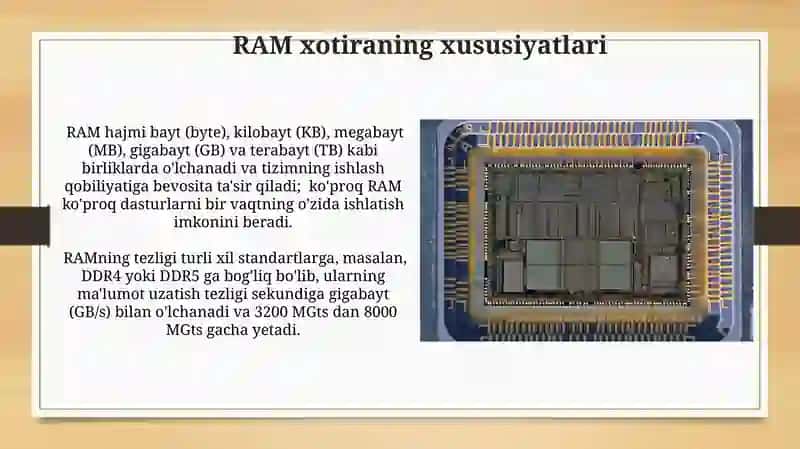 RAM Xotiraning Xususiyatlari 3