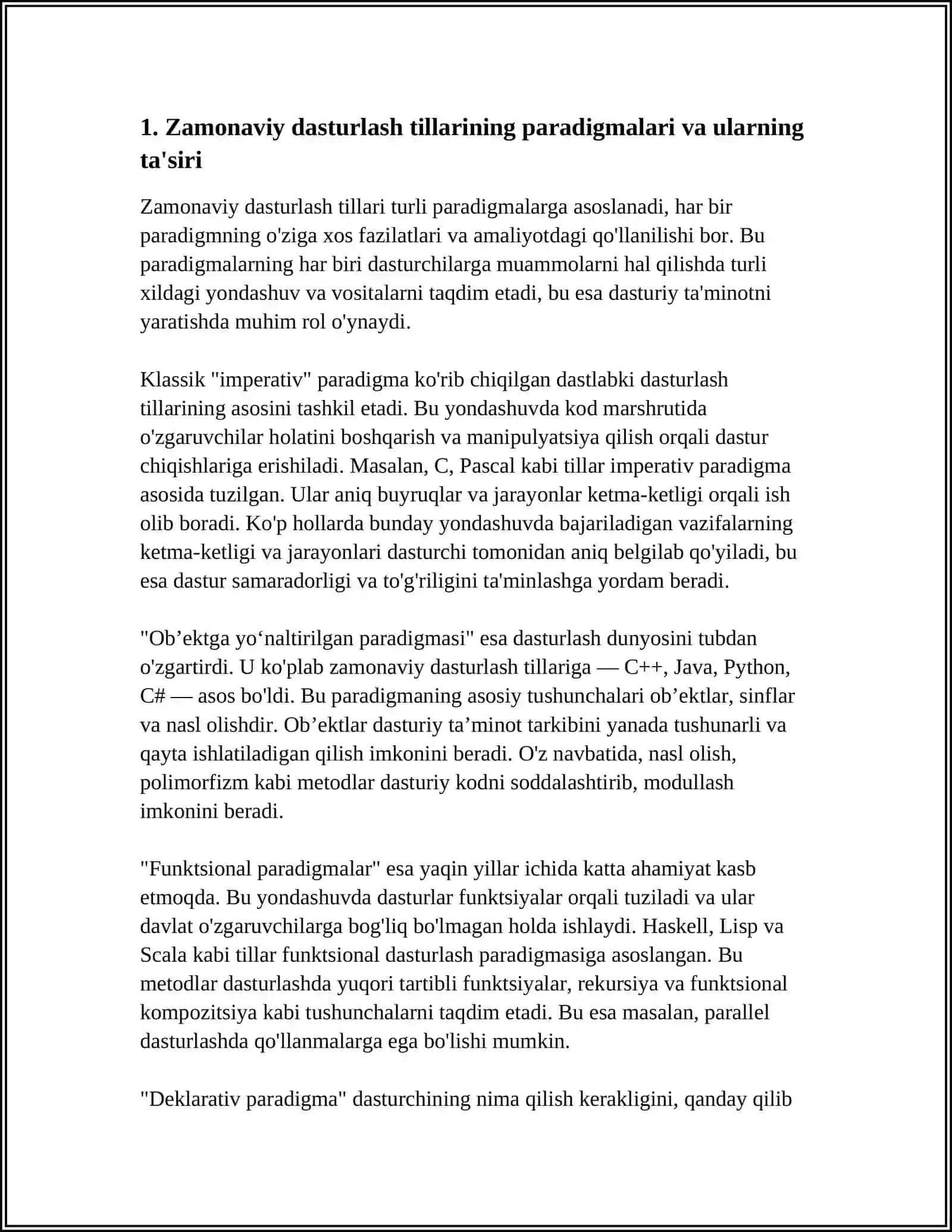 ZAMONAVIY DASTURLASH TILLARINING TAHLILI 3
