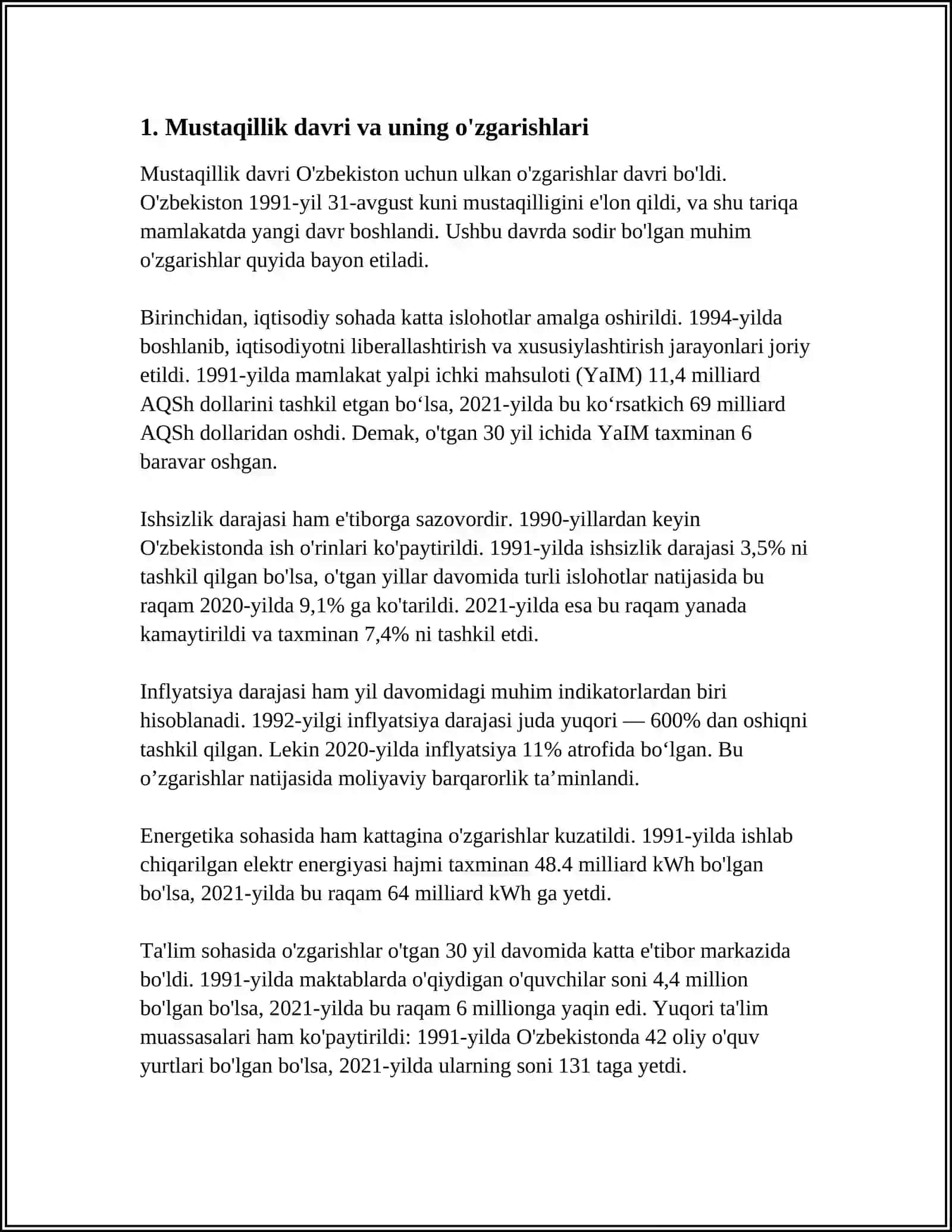 O‘ZBEKISTON RESPUBLIKASI TARIXI 3