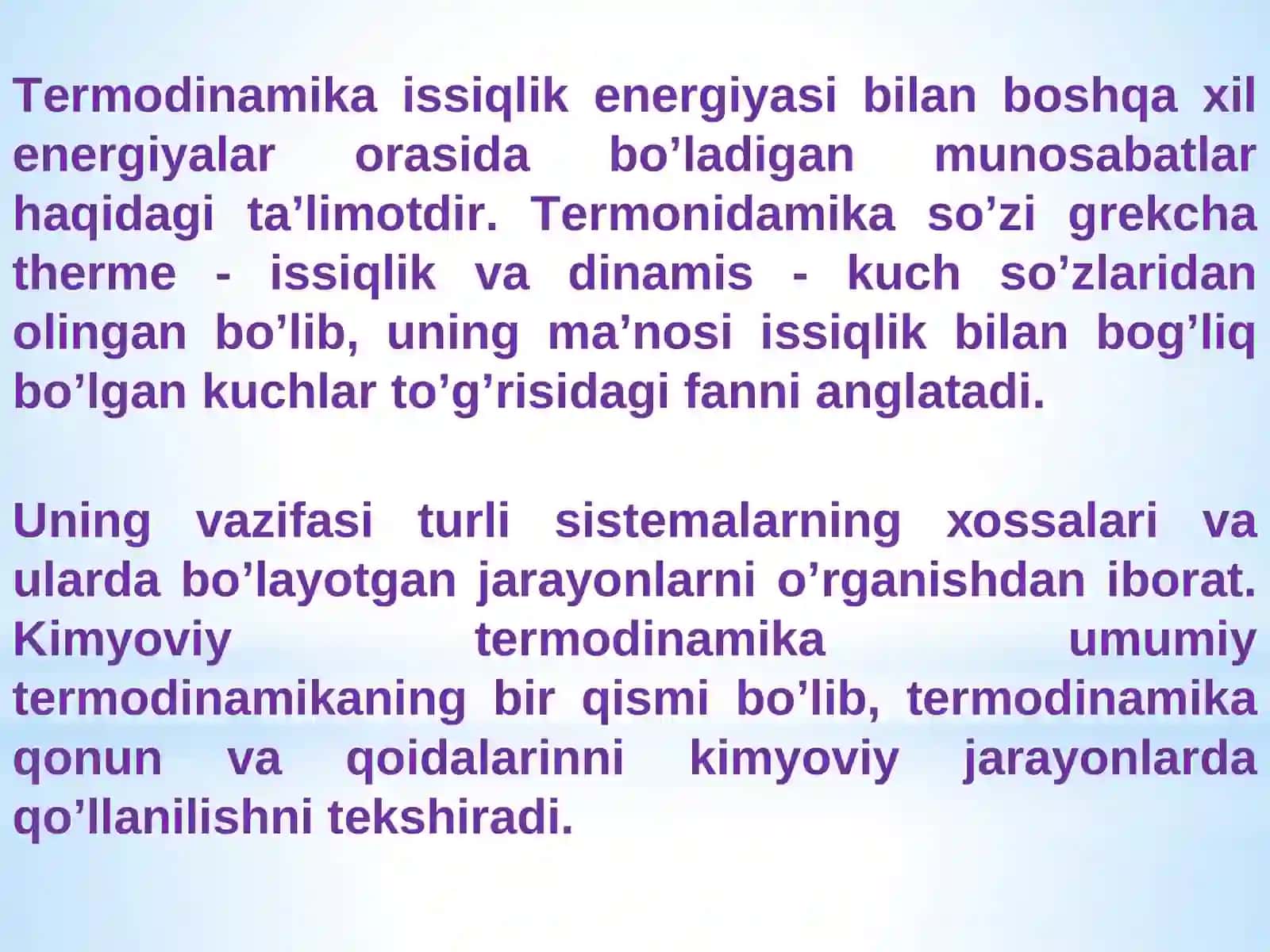 MA‘RUZA: TERMOKIMYOVIY JARAYONLAR 3