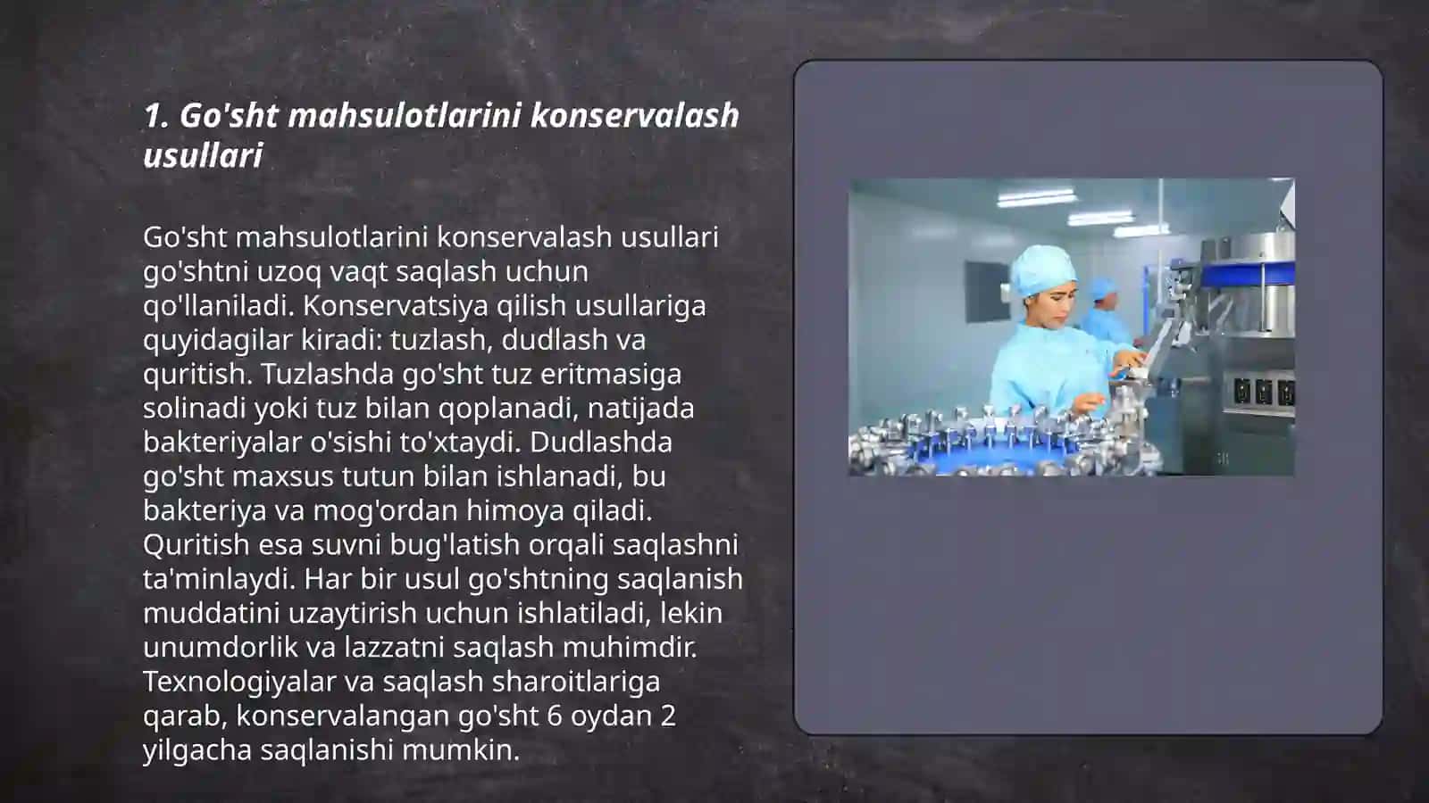 Go'sht va sut mahsulotlarini konservalash texnologiyasi 3