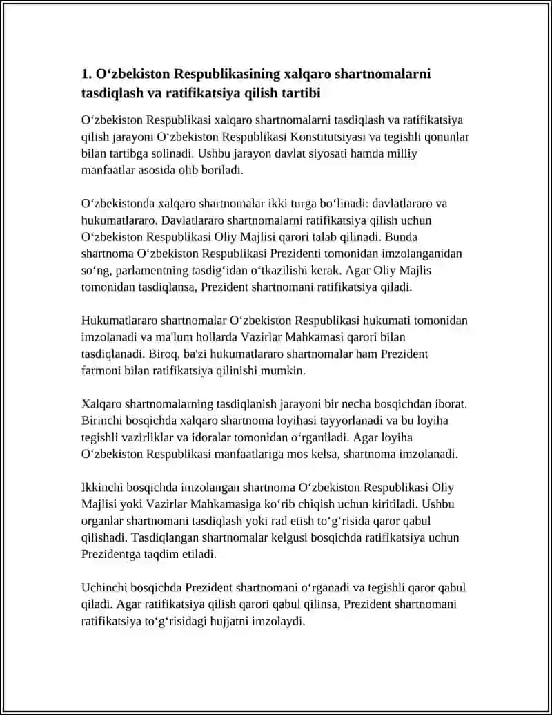 O‘zbekiston RESPUBLIKASI XALQARO SHARTNOMALAR 3