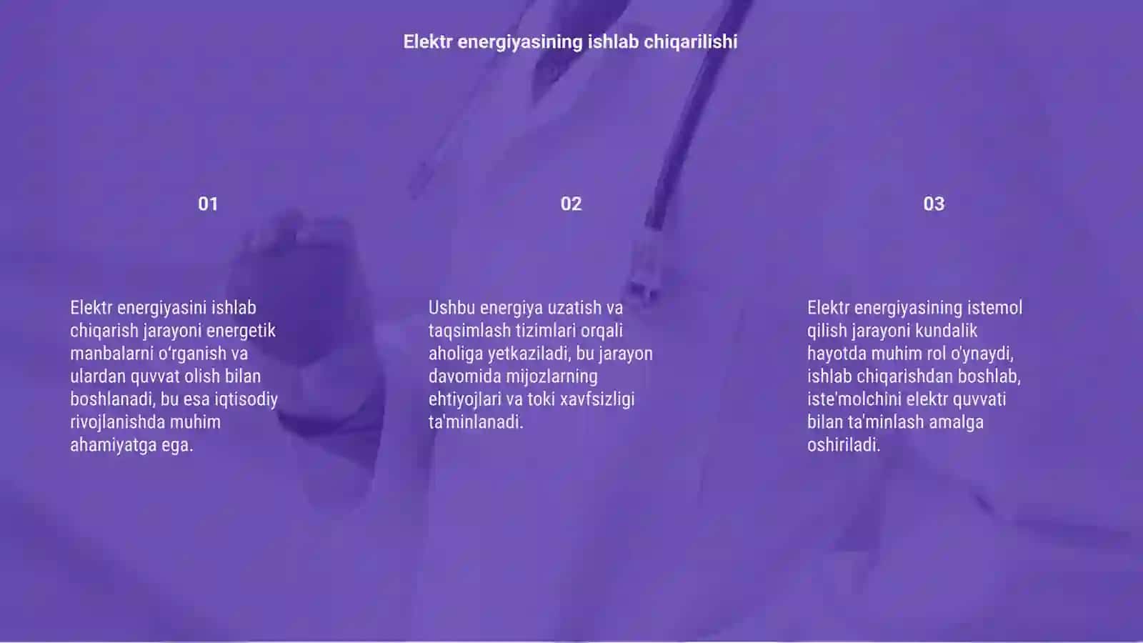 Elektr energiyani ishlab chiqarish uzatish taqsimlash va istemol qilish 3