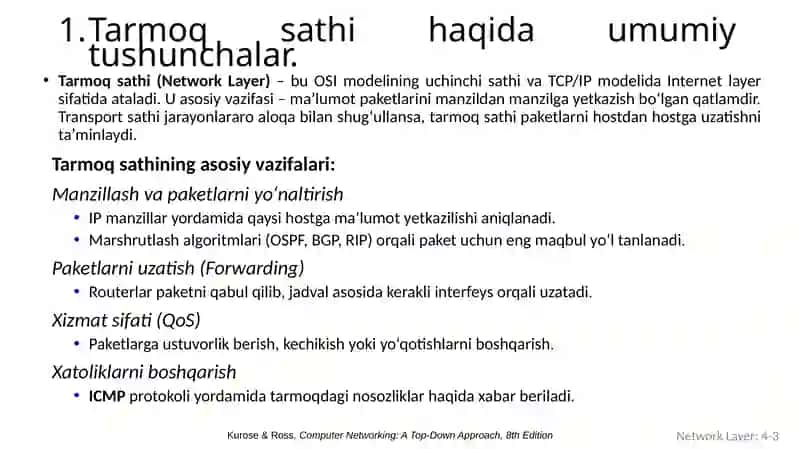Tarmoq sathi vazifalari va protokollari 3
