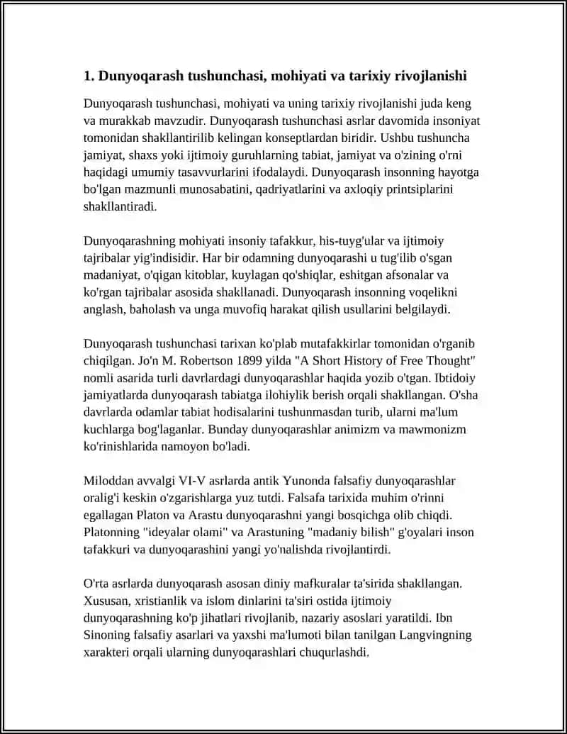 DUNYOQARASHNING TUZILISHI, MOHIYATI VA ASOSIY FUNKSIYALARI 3
