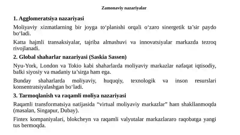 Xalqaromoliyaviymarkazlar va ularning rivojlanish xususiyatlari 3